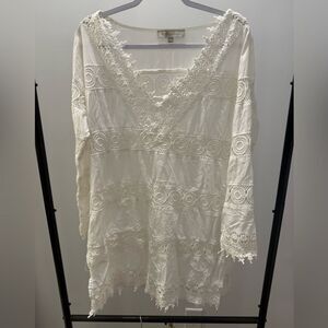 Pranella White Crochet Beach Cover Up